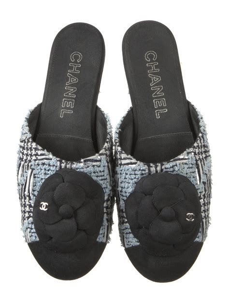 Chanel 2020 CC Tweed Mules Sandals 